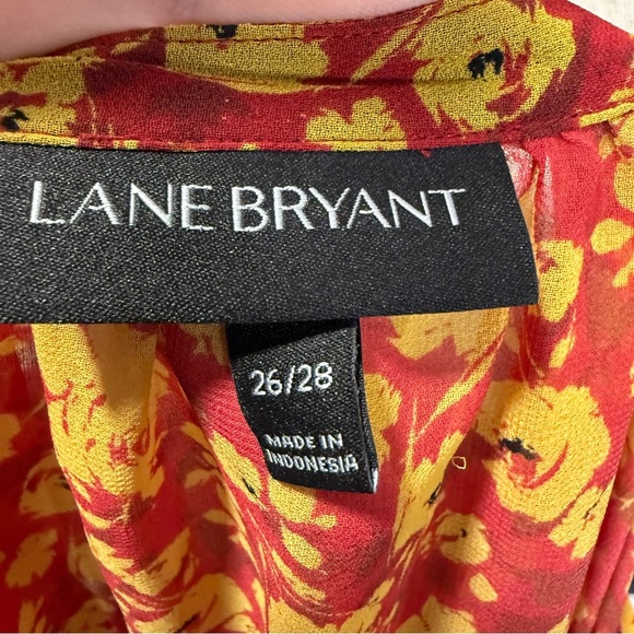 Lane Bryant Orange & Yellow Sheer Floral Blouse Peasant Top Plus Size 26/28 - Picture 6 of 8